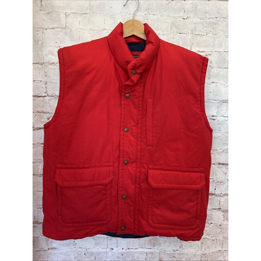 Vintage Orvis Goose Down Puffer Vest Red Full Zip Mens Size Large Fish Hunt Hike